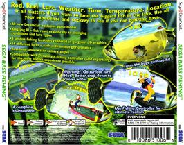 Box back cover for Sega Bass Fishing on the Sega Dreamcast.