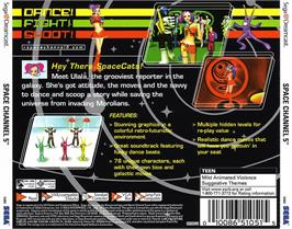 Box back cover for Space Channel 5 on the Sega Dreamcast.