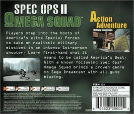 Box back cover for Spec Ops II: Omega Squad on the Sega Dreamcast.