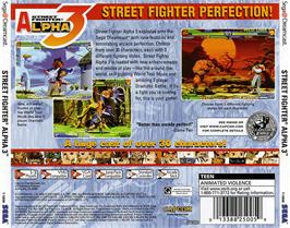Box back cover for Street Fighter Alpha 3 on the Sega Dreamcast.