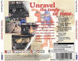Box back cover for Time Stalkers on the Sega Dreamcast.