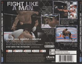 Box back cover for Ultimate Fighting Championship on the Sega Dreamcast.