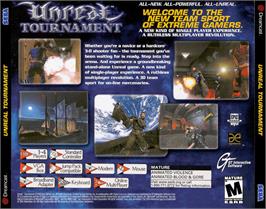 Box back cover for Unreal Tournament on the Sega Dreamcast.