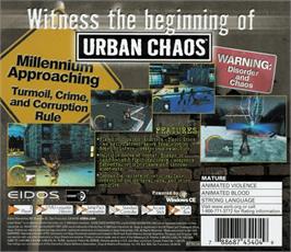 Box back cover for Urban Chaos on the Sega Dreamcast.