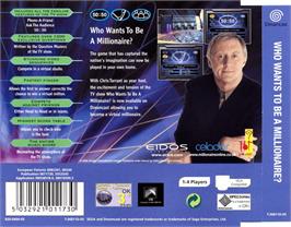 Box back cover for Who Wants to Be a Millionaire? on the Sega Dreamcast.