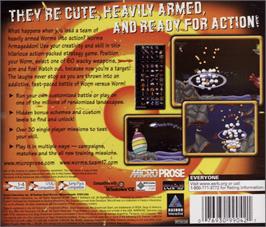 Box back cover for Worms Armageddon on the Sega Dreamcast.