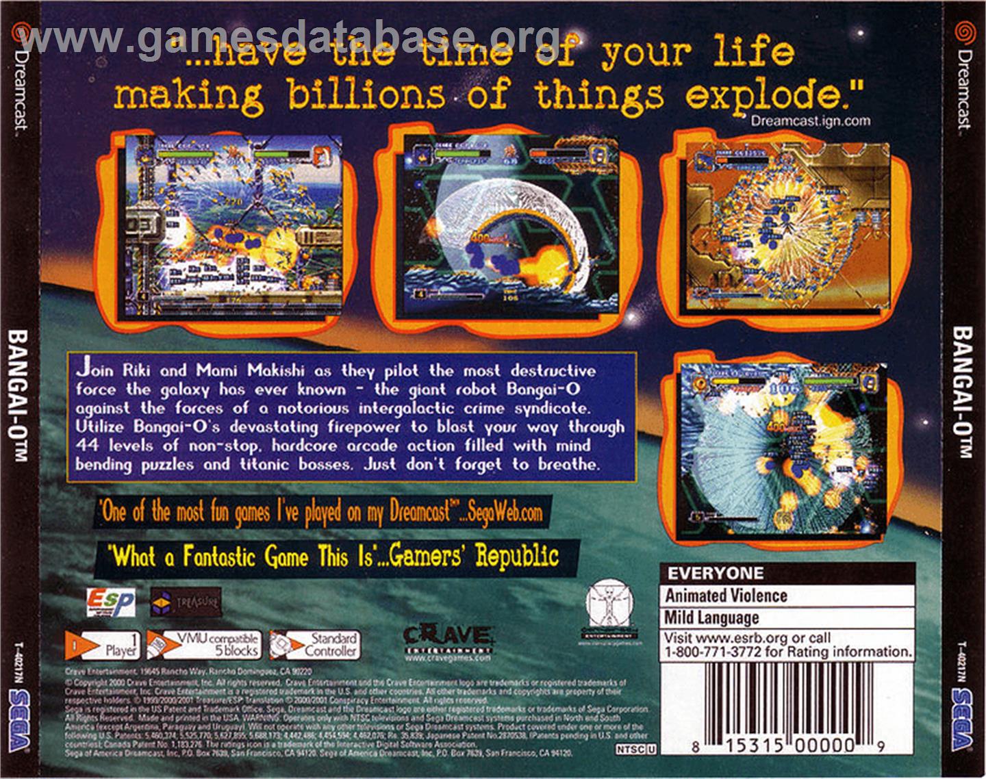 Bangai-O - Sega Dreamcast - Artwork - Box Back