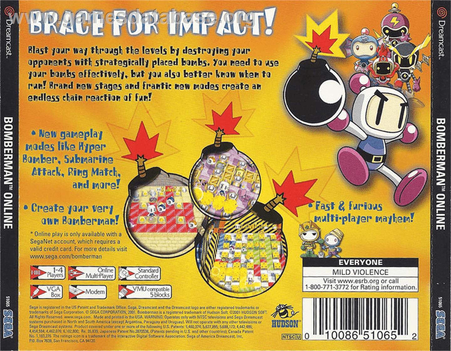 Bomberman Online - Sega Dreamcast - Artwork - Box Back