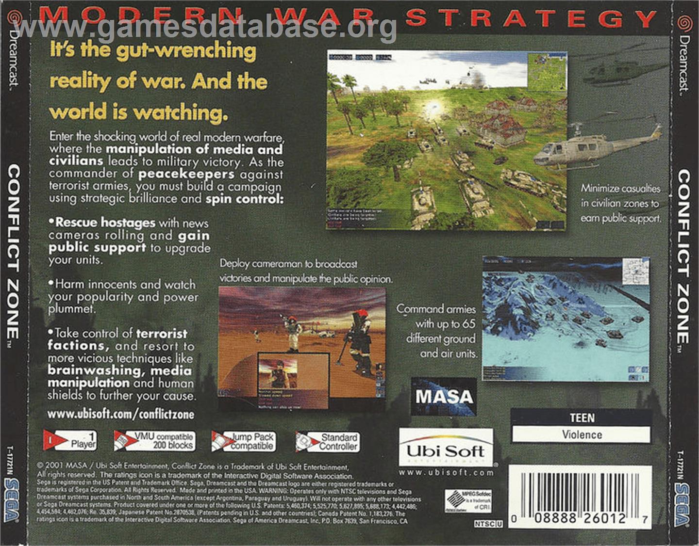 Conflict Zone: Modern War Strategy - Sega Dreamcast - Artwork - Box Back