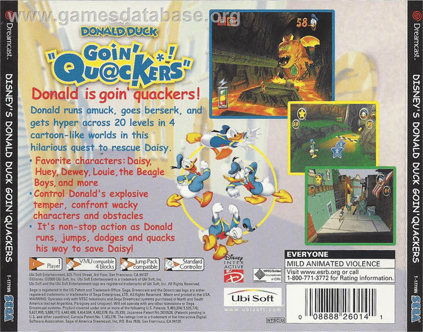 Donald Duck: Goin' Quackers - Sega Dreamcast - Artwork - Box Back