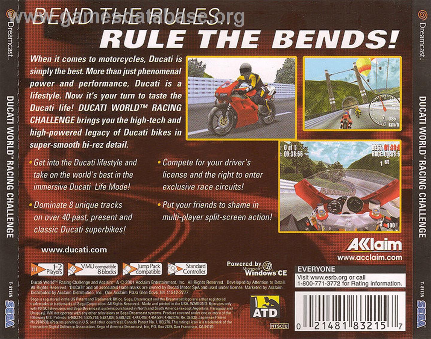 Ducati World: Racing Challenge - Sega Dreamcast - Artwork - Box Back