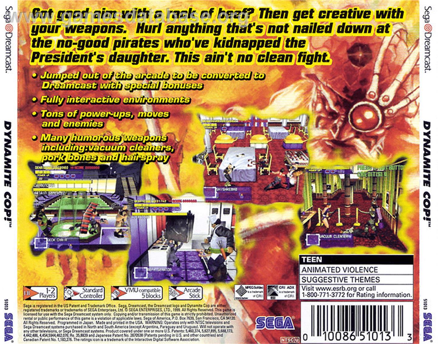 Dynamite Cop - Sega Dreamcast - Artwork - Box Back
