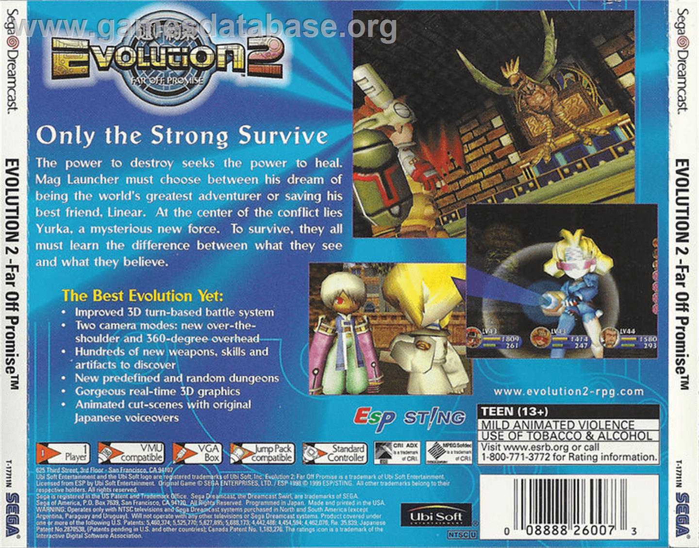 Evolution 2: Far off Promise - Sega Dreamcast - Artwork - Box Back