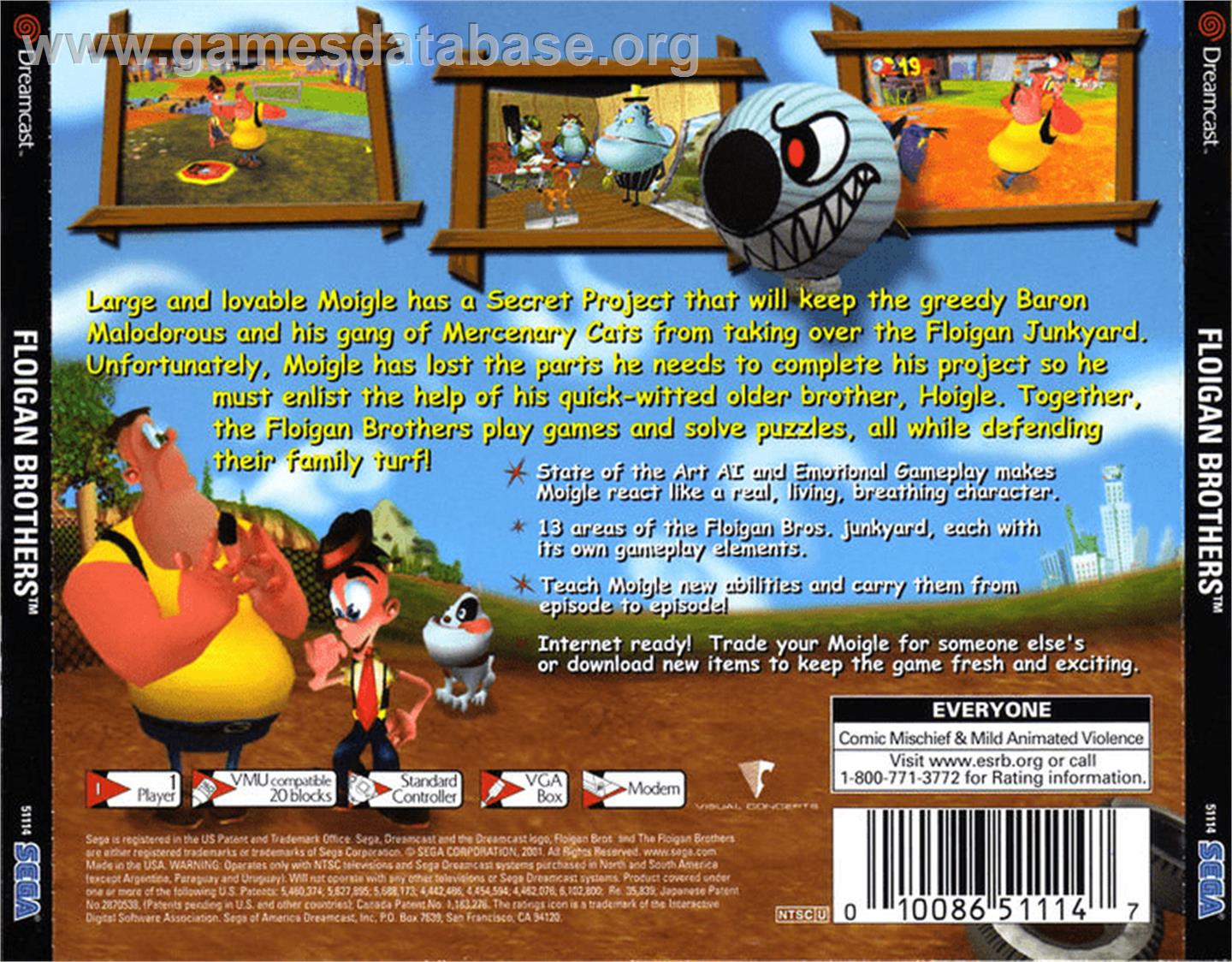 Floigan Brothers: Episode 1 - Sega Dreamcast - Artwork - Box Back