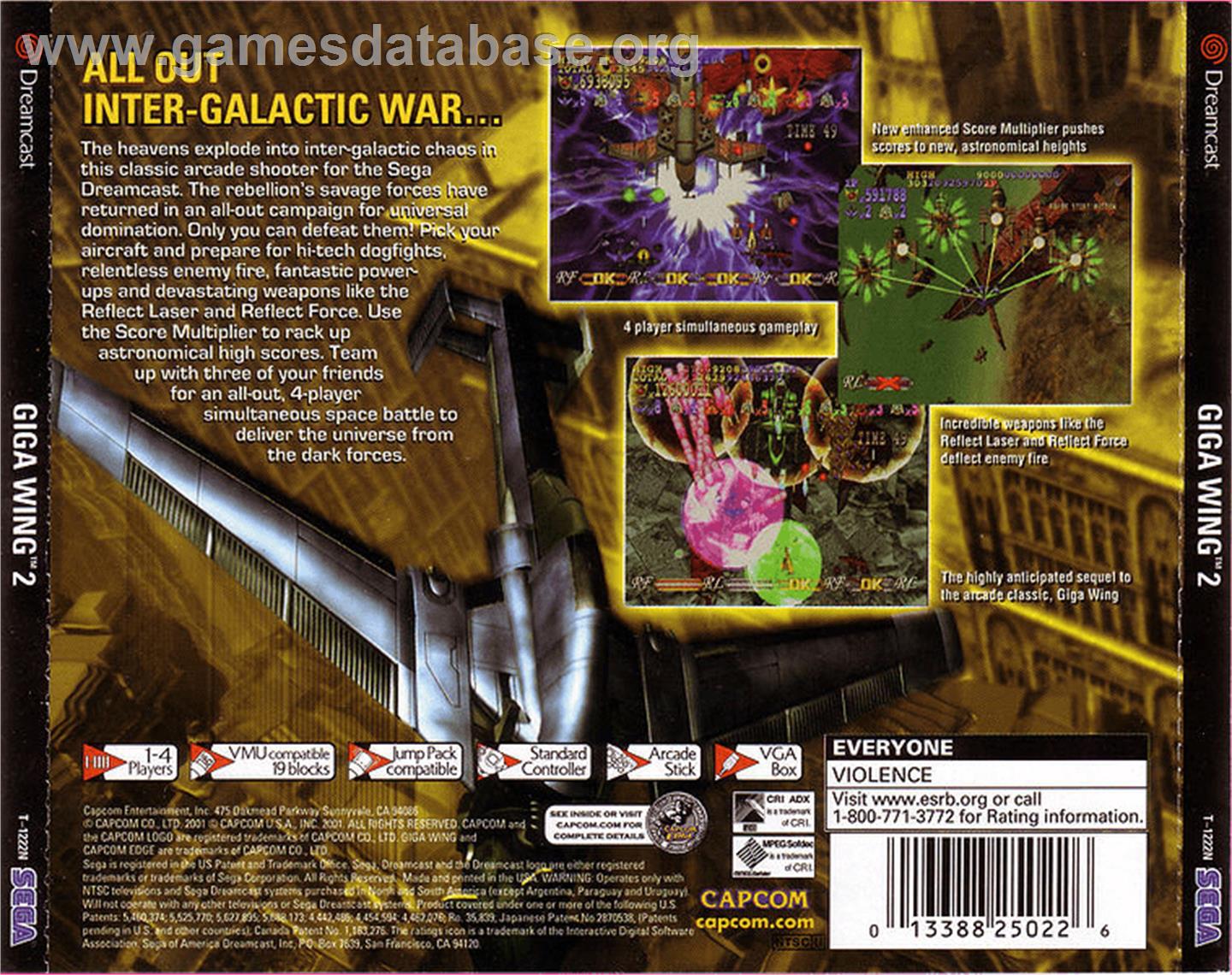 GigaWing 2 - Sega Dreamcast - Artwork - Box Back