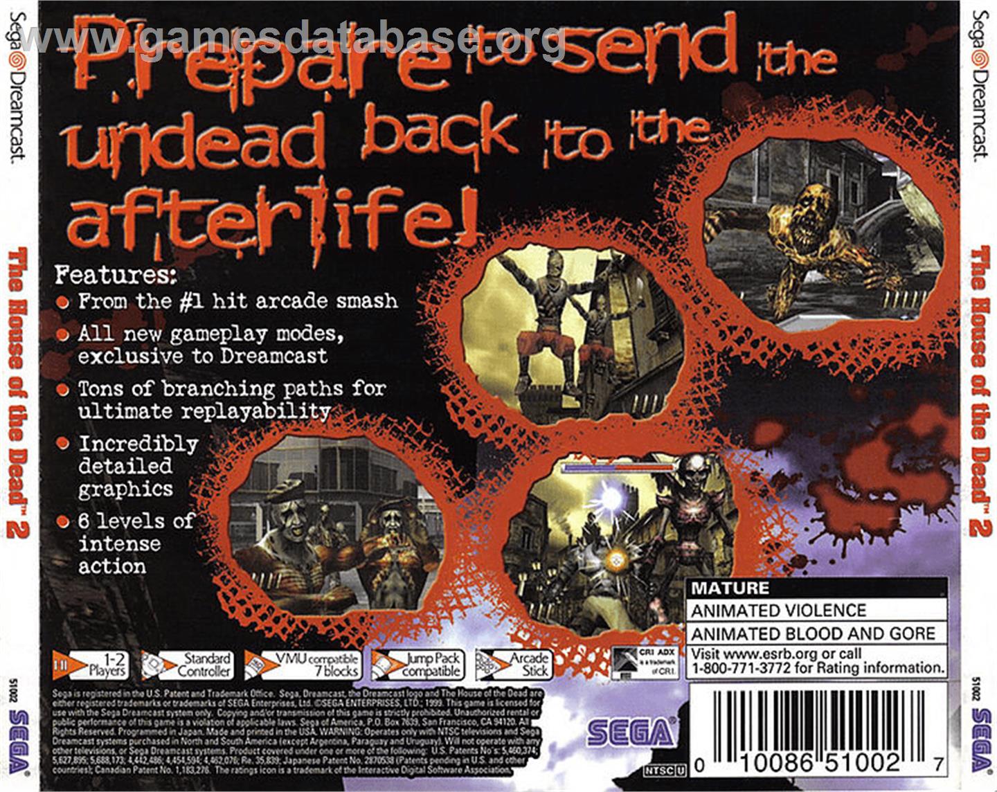 House of the Dead 2 - Sega Dreamcast - Artwork - Box Back