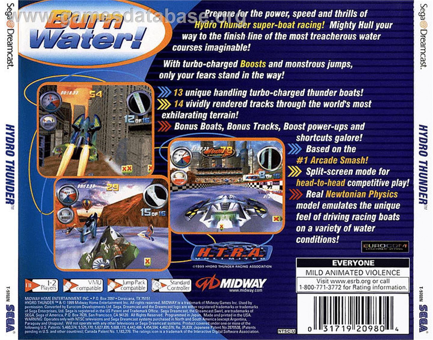 Hydro Thunder - Sega Dreamcast - Artwork - Box Back