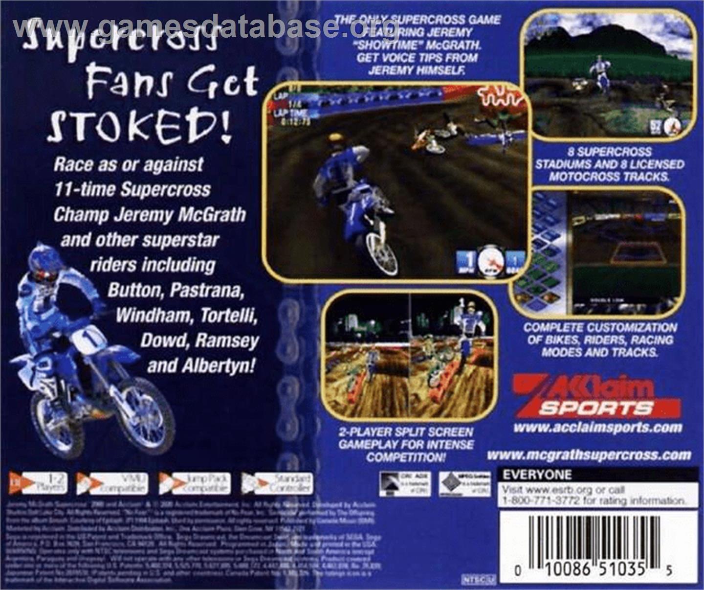 Jeremy McGrath Supercross 2000 - Sega Dreamcast - Artwork - Box Back