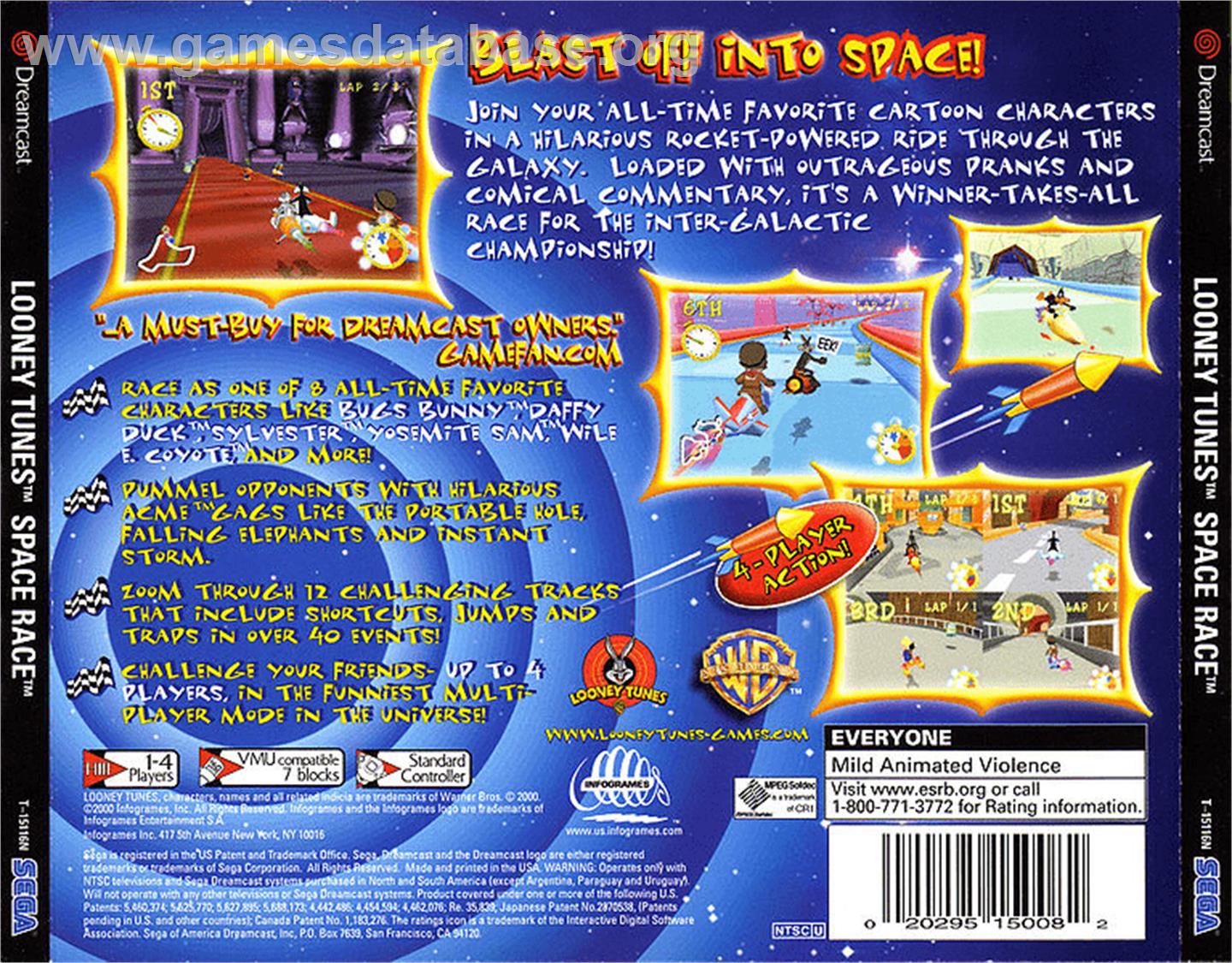Looney Tunes Space Race - Sega Dreamcast - Artwork - Box Back