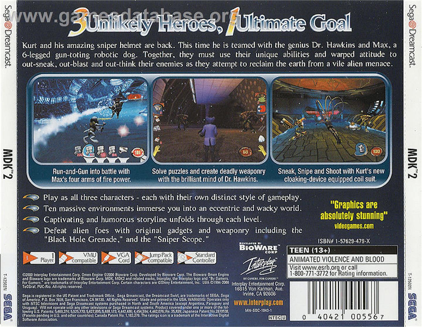 MDK2 - Sega Dreamcast - Artwork - Box Back