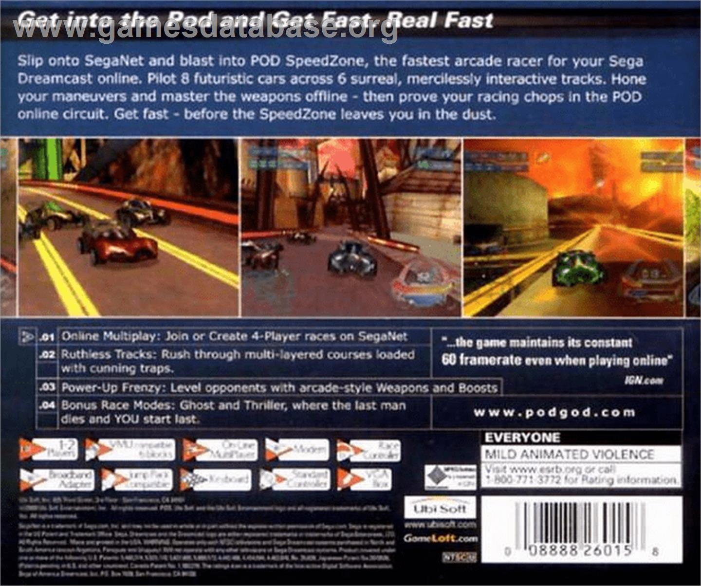 POD SpeedZone - Sega Dreamcast - Artwork - Box Back
