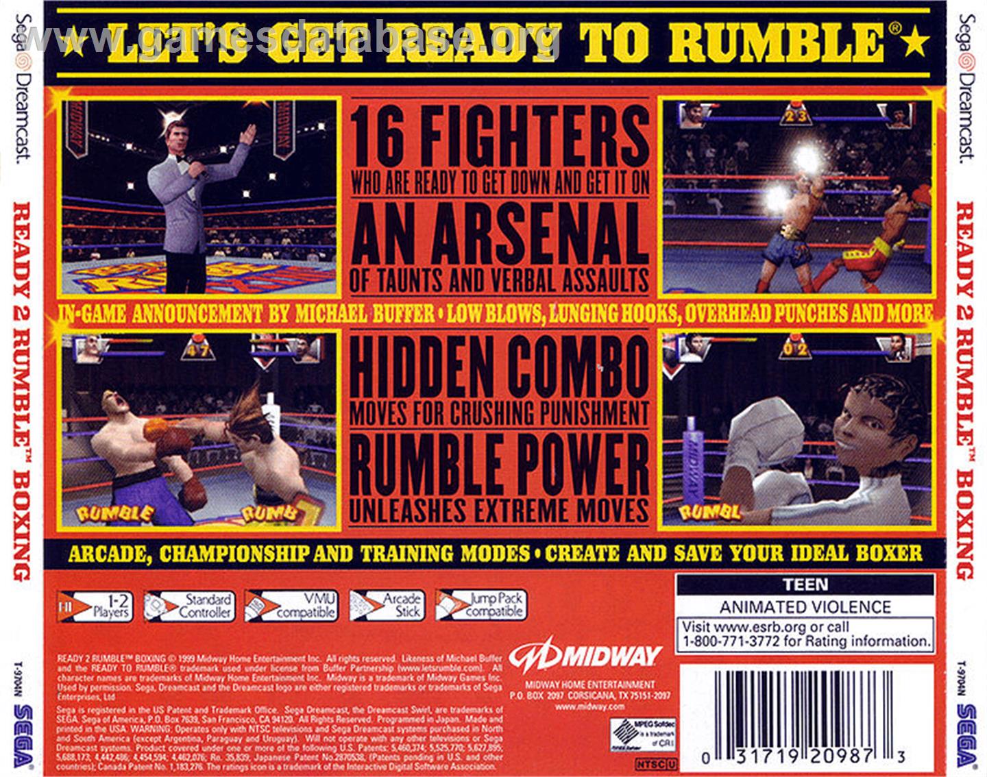 Ready 2 Rumble Boxing: Round 2 - Sega Dreamcast - Artwork - Box Back