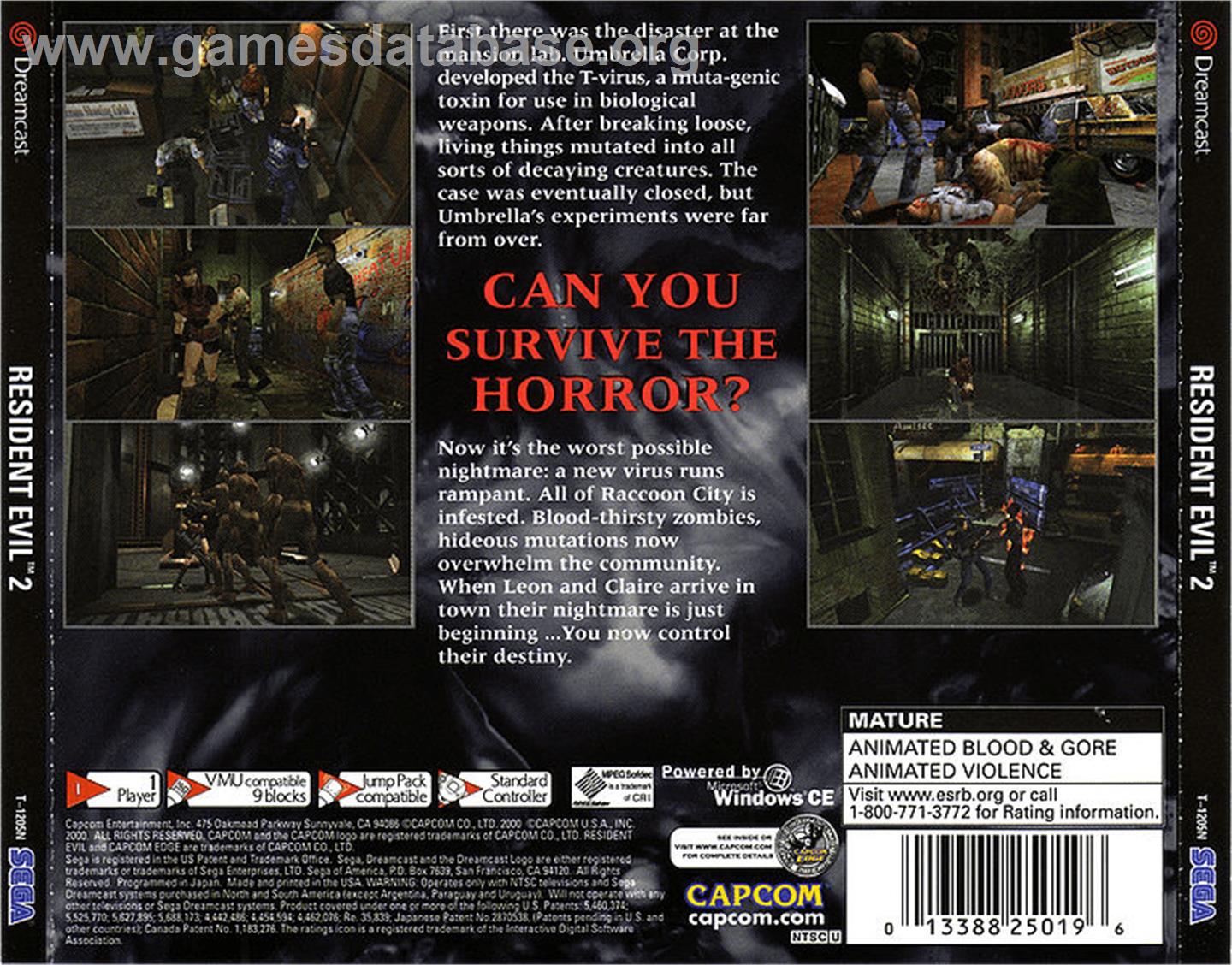Resident Evil 2 - Sega Dreamcast - Artwork - Box Back