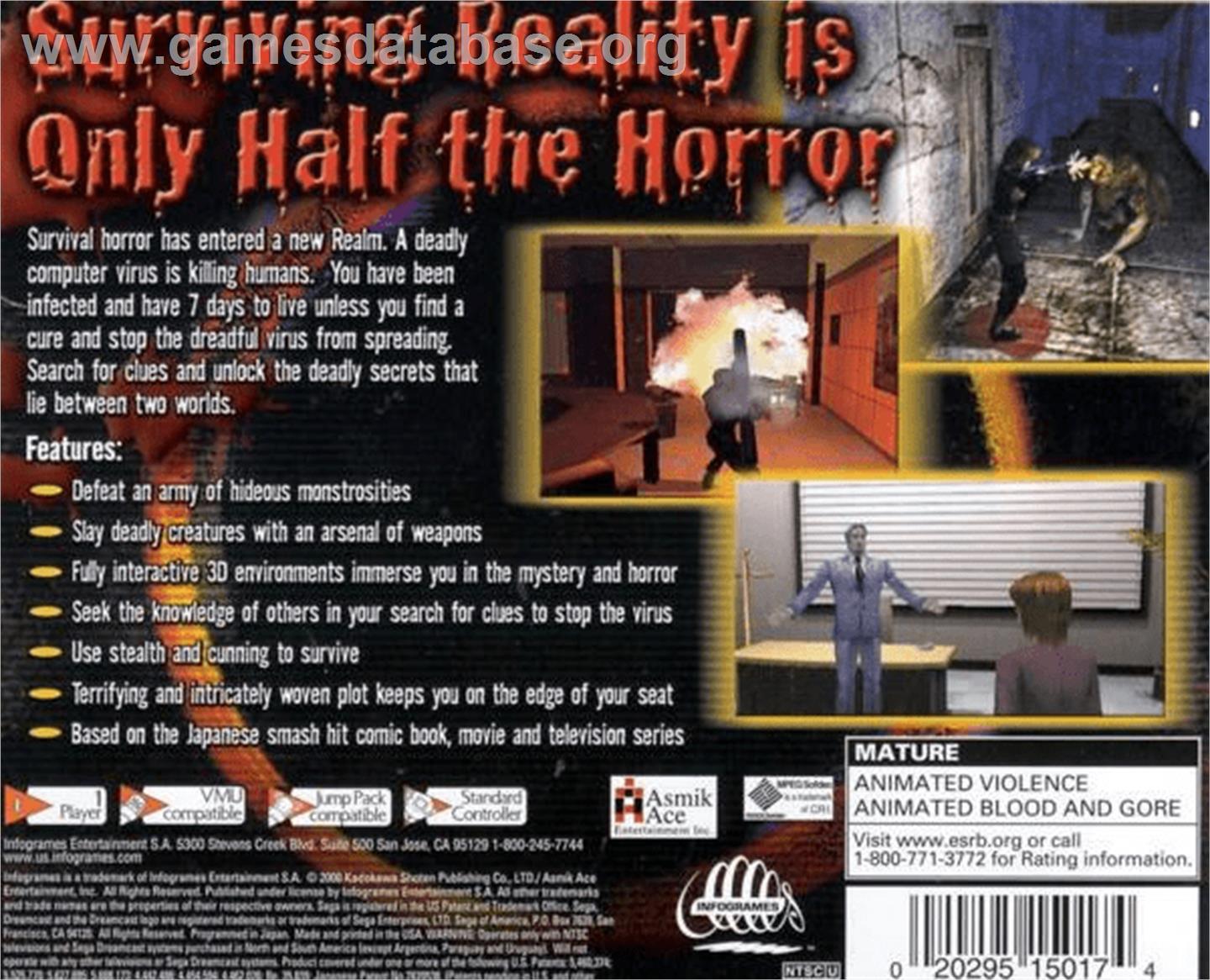 Ring: Terror's Realm - Sega Dreamcast - Artwork - Box Back