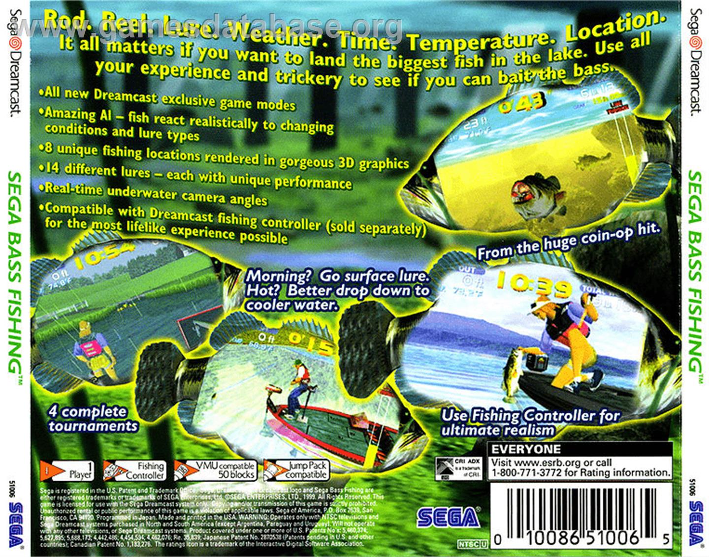 Sega Bass Fishing - Sega Dreamcast - Artwork - Box Back