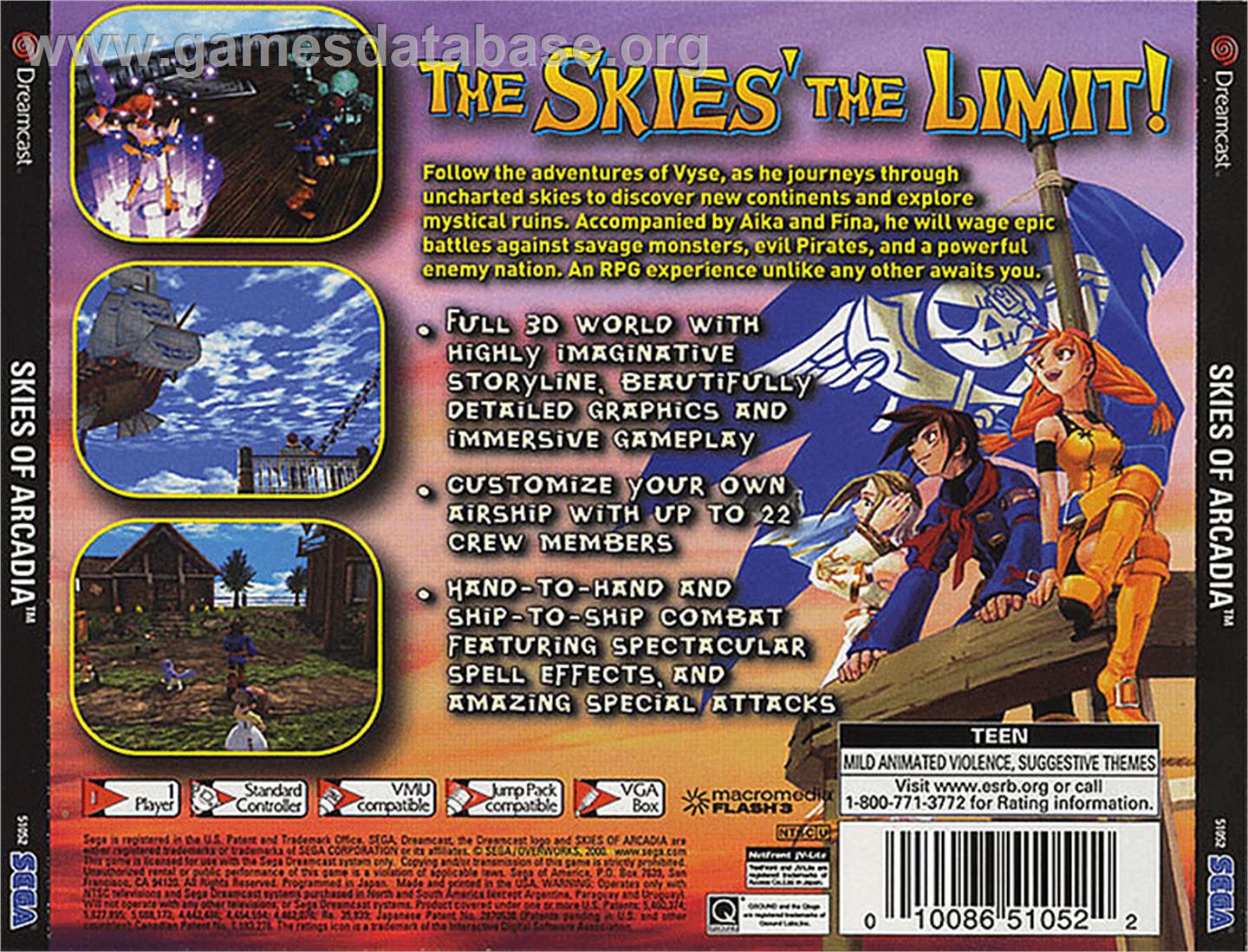 Skies of Arcadia - Sega Dreamcast - Artwork - Box Back