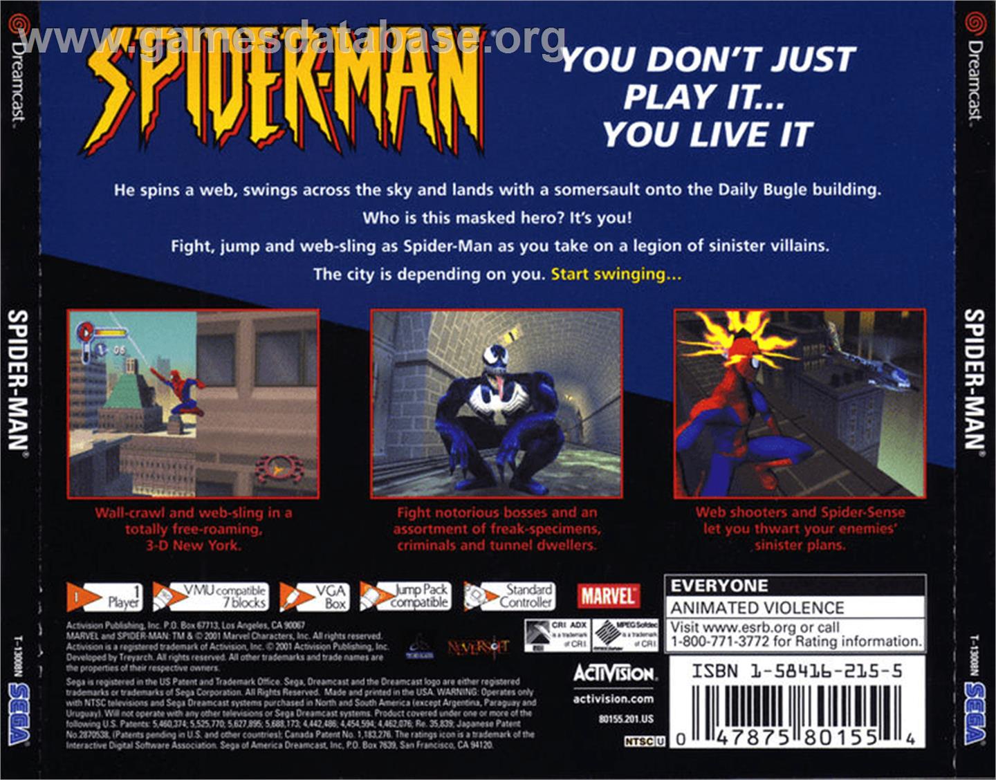 Spider-Man - Sega Dreamcast - Artwork - Box Back
