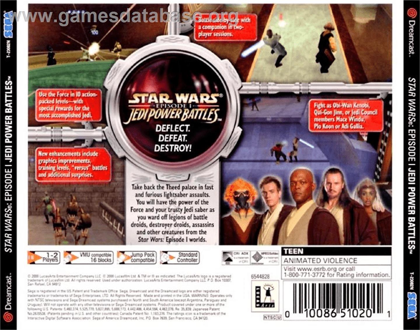 Star Wars: Episode I - Jedi Power Battles - Sega Dreamcast - Artwork - Box Back