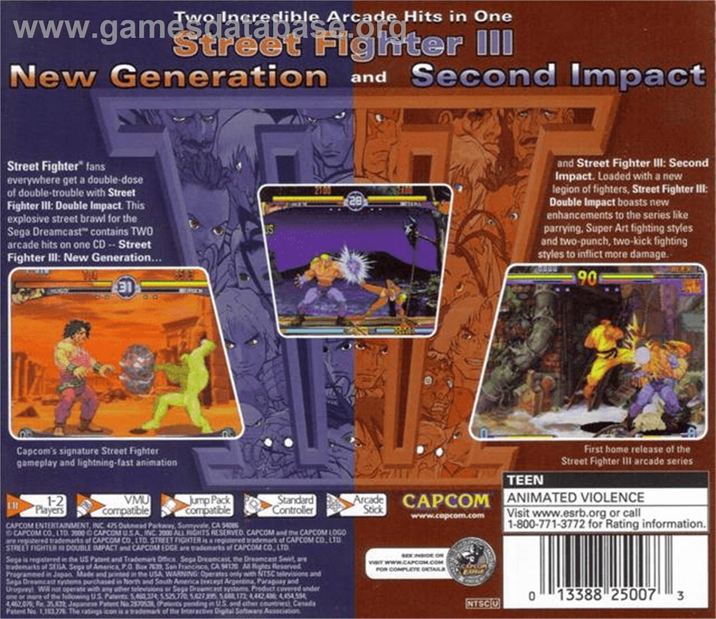 Street Fighter III: Double Impact - Sega Dreamcast - Artwork - Box Back