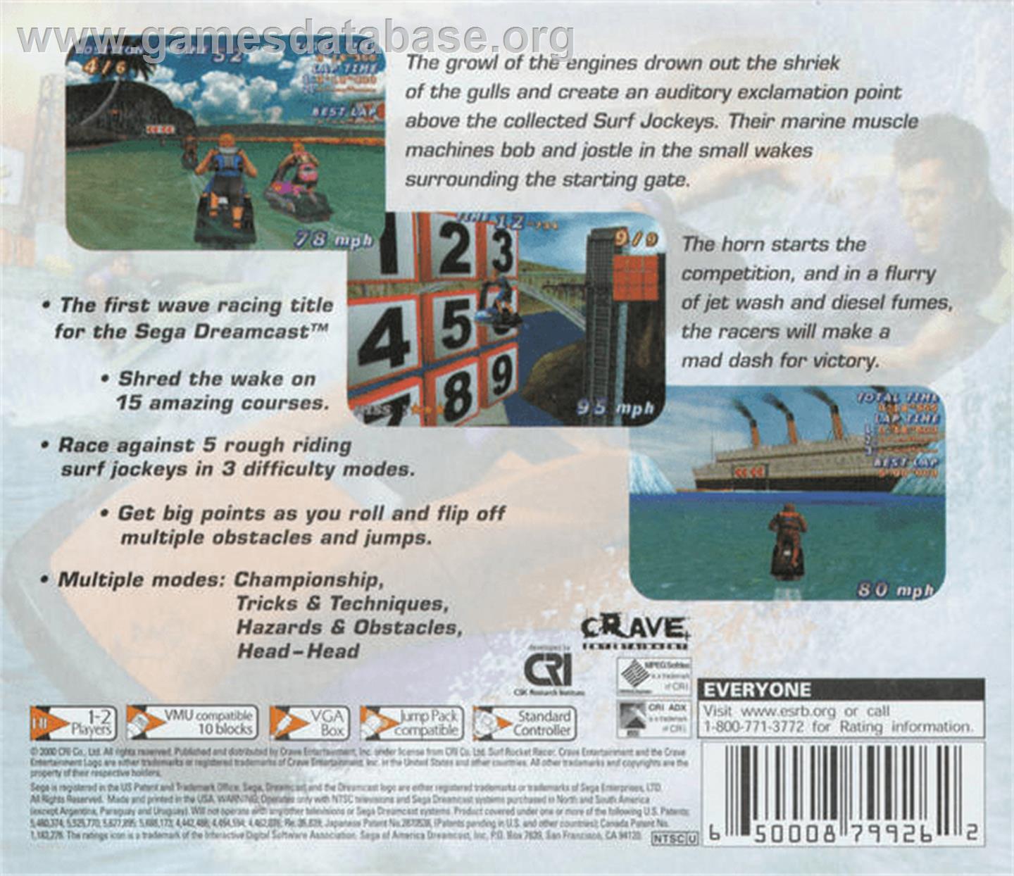Surf Rocket Racers - Sega Dreamcast - Artwork - Box Back