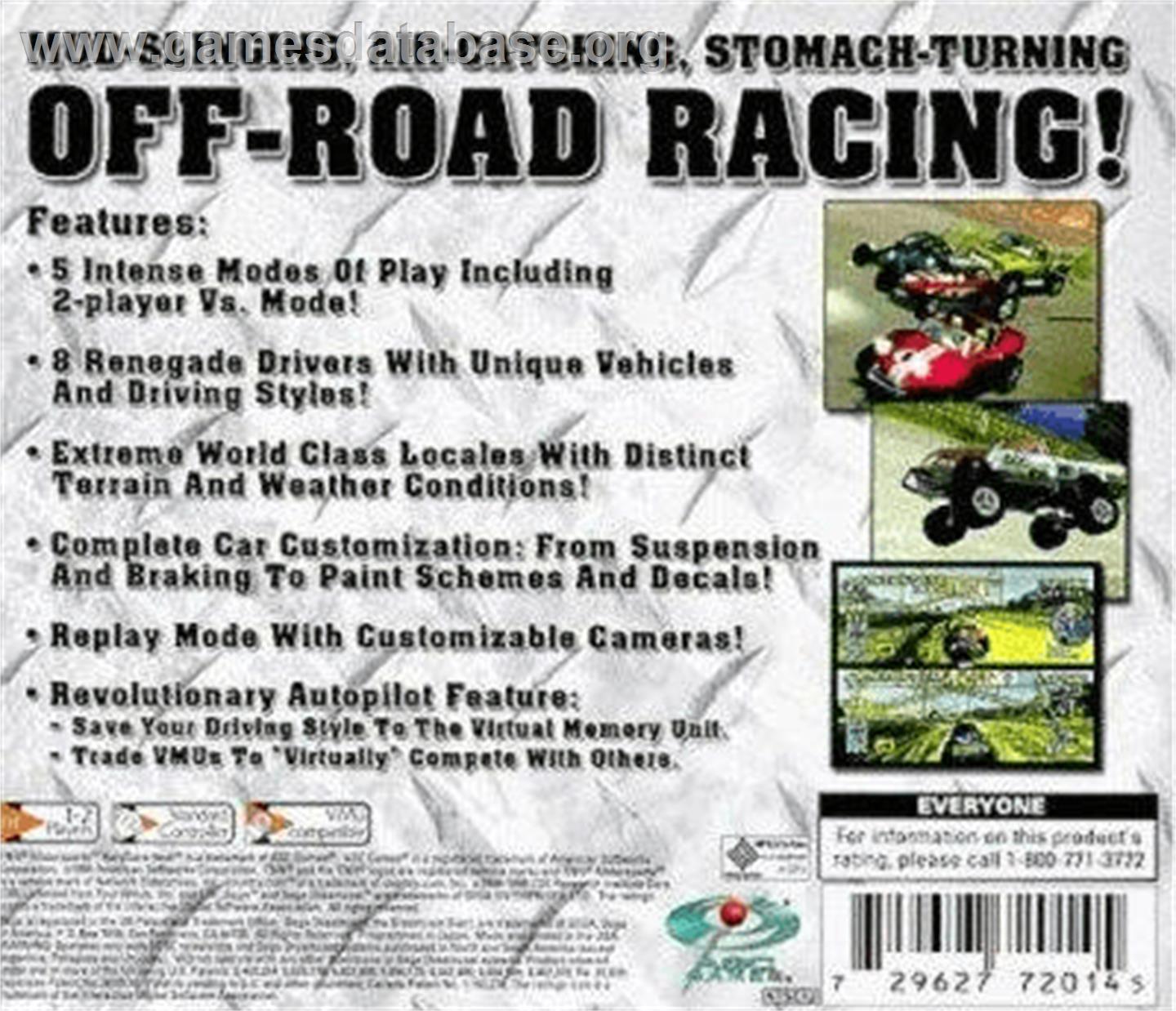 TNN Motorsports Hardcore Heat - Sega Dreamcast - Artwork - Box Back