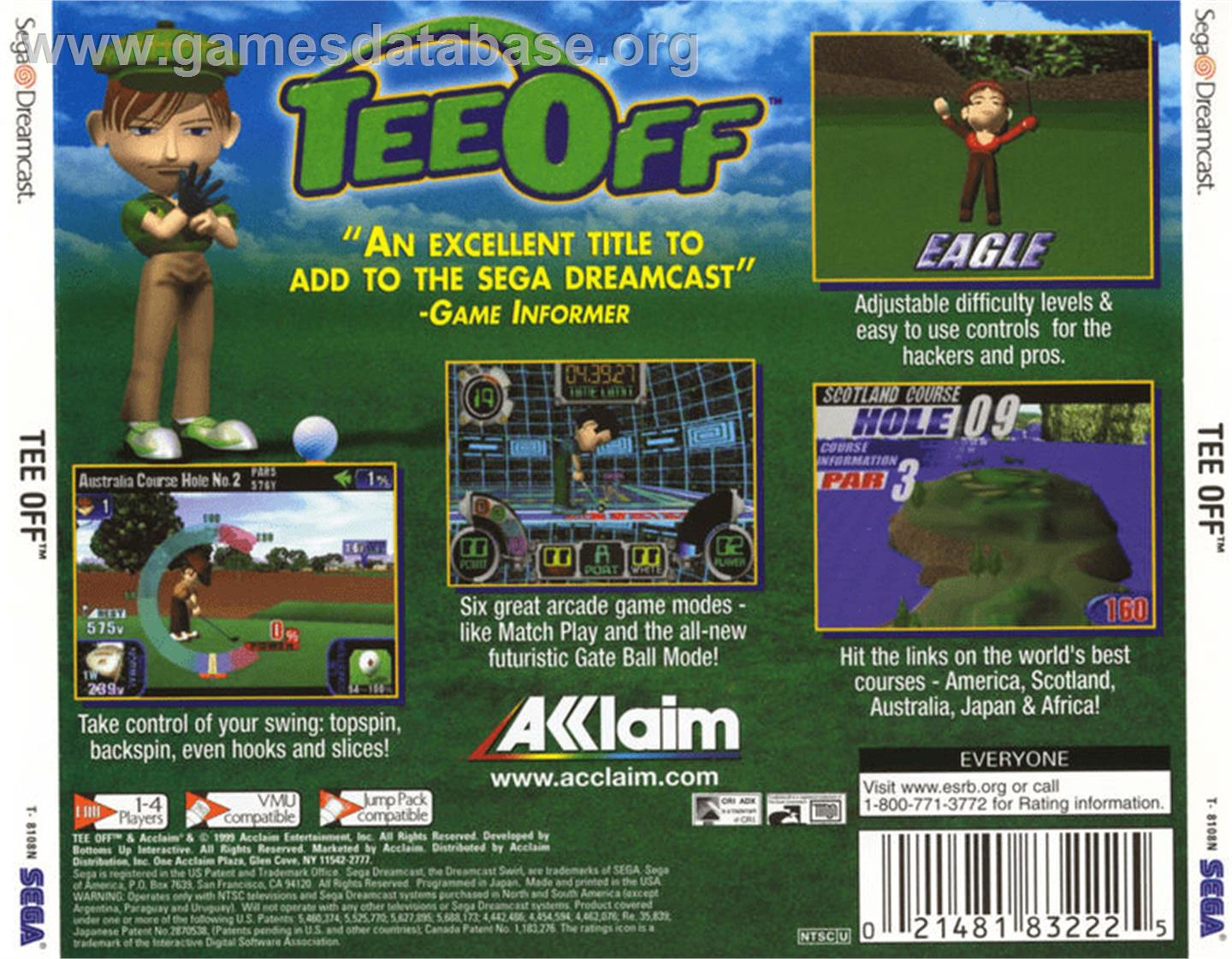 Tee Off - Sega Dreamcast - Artwork - Box Back