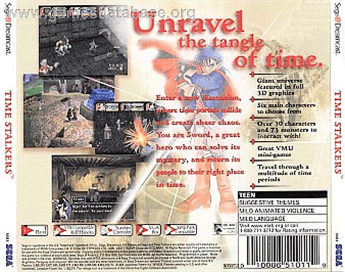 Time Stalkers - Sega Dreamcast - Artwork - Box Back