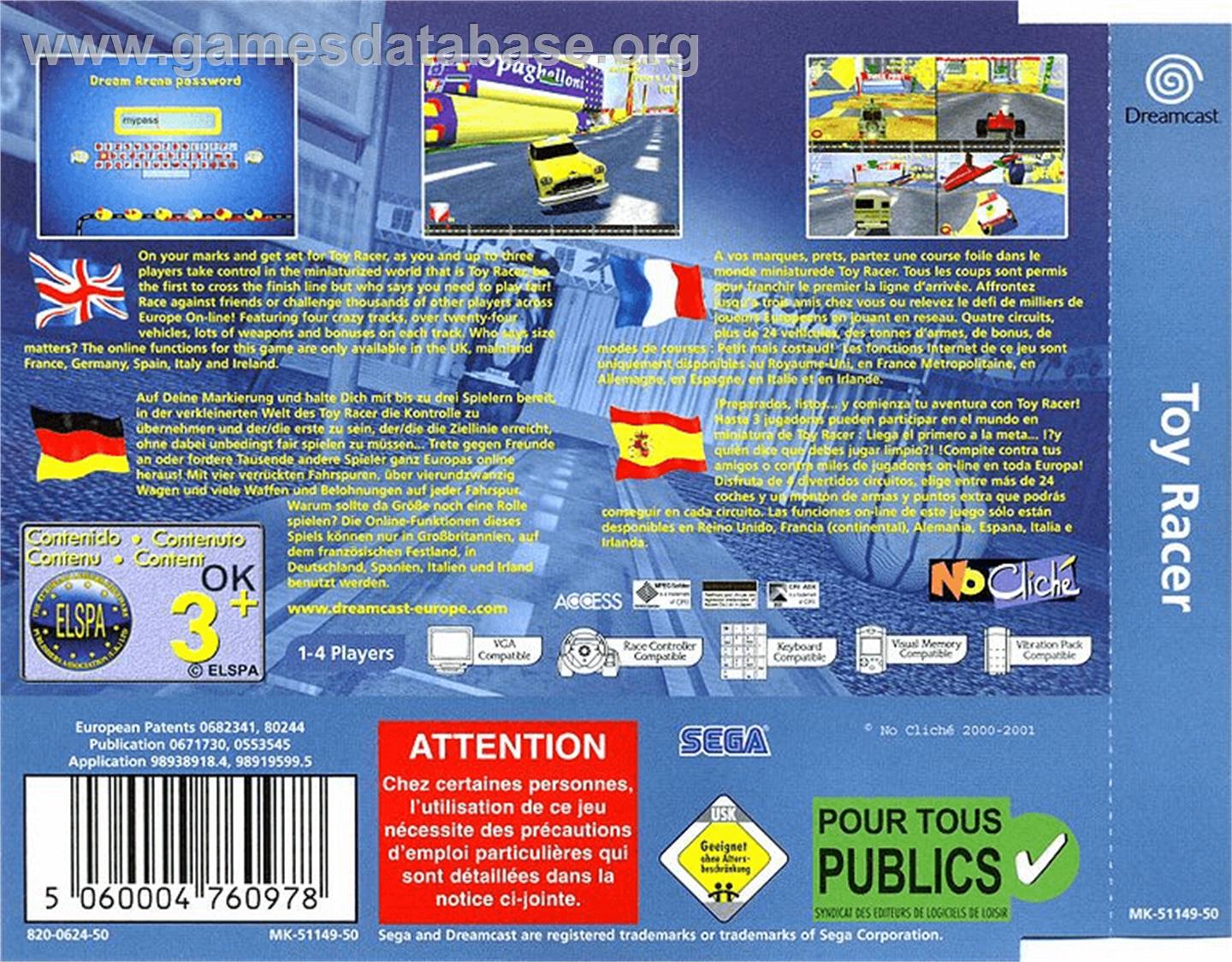 Toy Racer - Sega Dreamcast - Artwork - Box Back