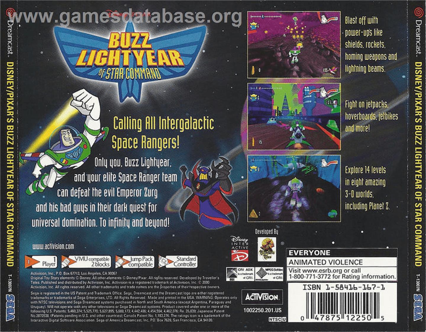 Toy Story 2: Buzz Lightyear of Star Command - Sega Dreamcast - Artwork - Box Back