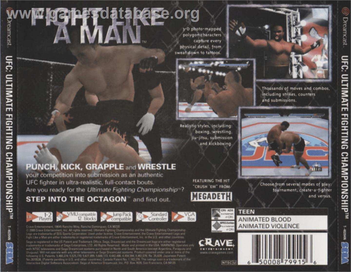 Ultimate Fighting Championship - Sega Dreamcast - Artwork - Box Back