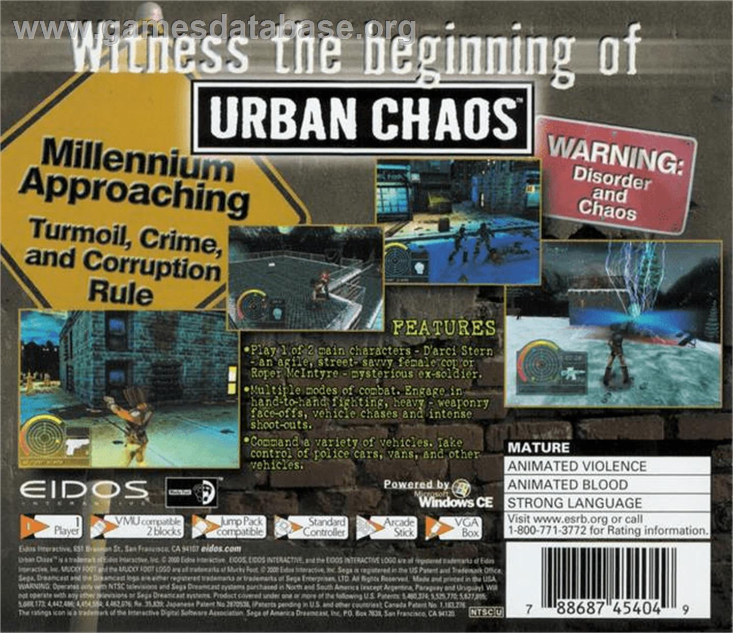 Urban Chaos - Sega Dreamcast - Artwork - Box Back