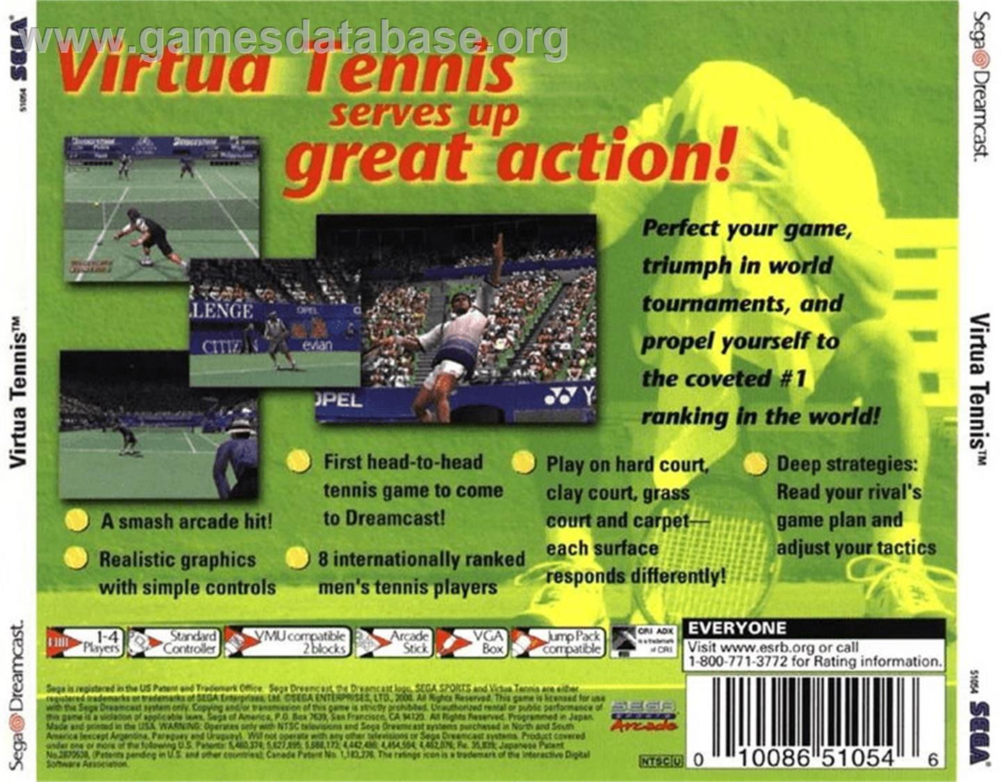 Virtua Tennis - Sega Dreamcast - Artwork - Box Back