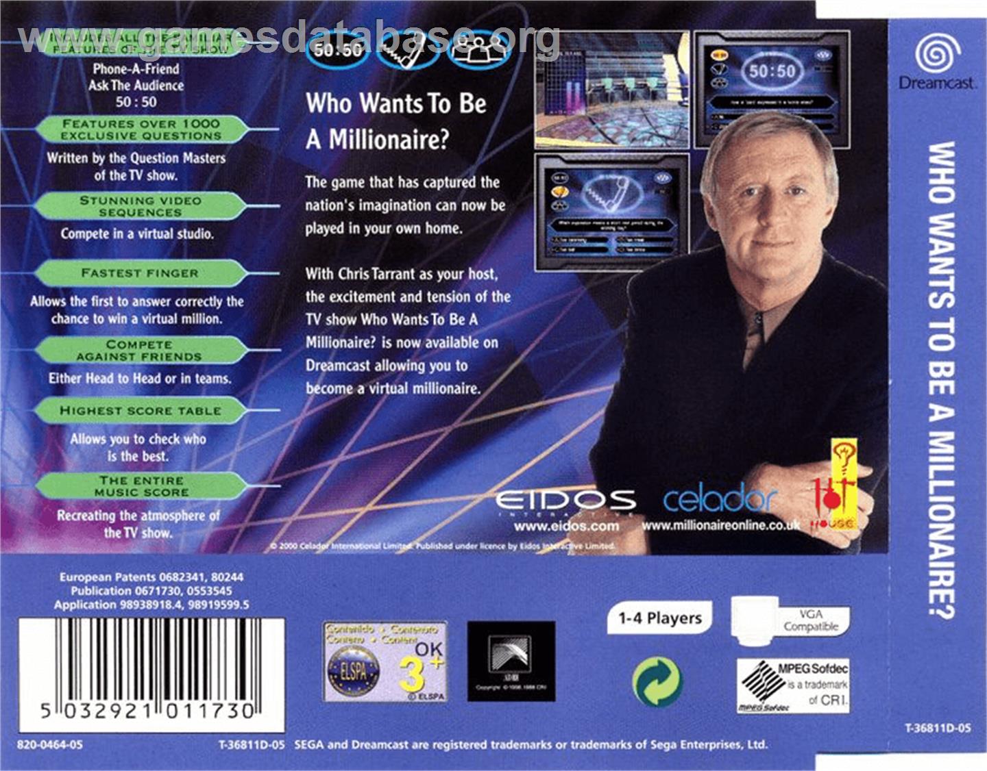 Who Wants to Be a Millionaire? - Sega Dreamcast - Artwork - Box Back