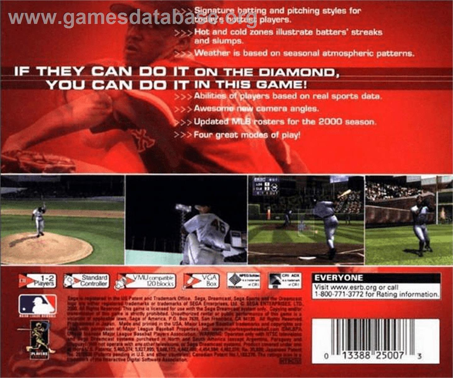 World Series Baseball 2K1 - Sega Dreamcast - Artwork - Box Back