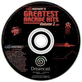 Artwork on the Disc for Midway's Greatest Arcade Hits 1 on the Sega Dreamcast.