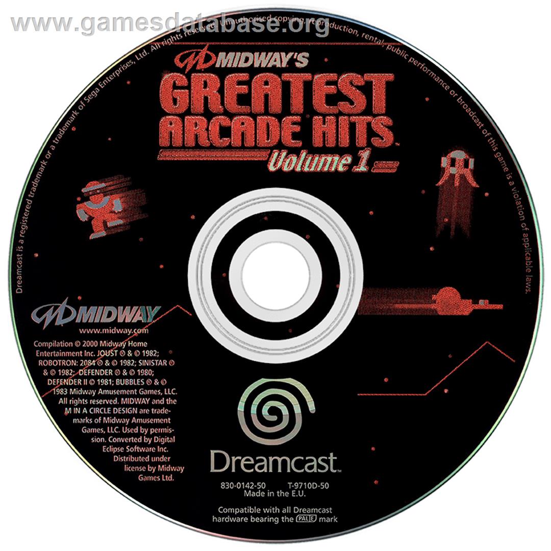Midway's Greatest Arcade Hits 1 - Sega Dreamcast - Artwork - Disc