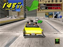 In game image of Crazy Taxi 2 on the Sega Dreamcast.