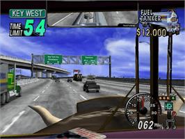 In game image of Eighteen Wheeler: American Pro Trucker on the Sega Dreamcast.