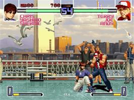 In game image of King of Fighters 2002: Challenge to Ultimate Battle on the Sega Dreamcast.