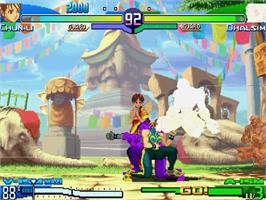 In game image of Street Fighter Alpha 3 on the Sega Dreamcast.
